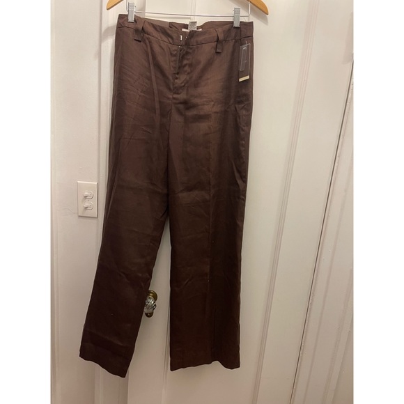 Brown linen wide leg pant - Picture 2 of 3